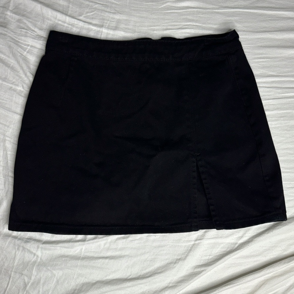 Lioness Black Denim Mini Skirt